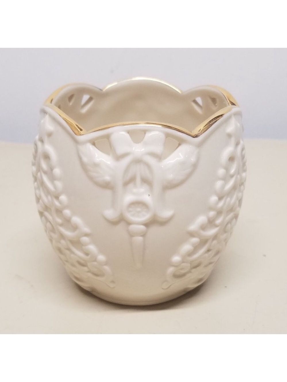 LENOX merry lights tree votive tea light holder classic ivory with gold holiday - Picture 4 of 13